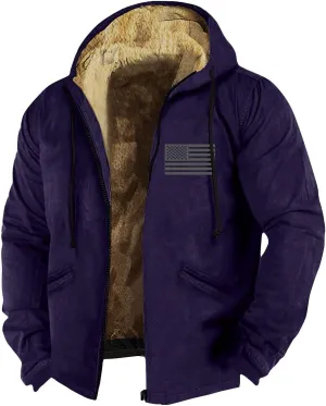 Ymosrh Men's Casual Jacket Zip Up Fleece Sherpa Lined Winter Thermal Sweatshirts Jackets Wind Resistant Casual Coats