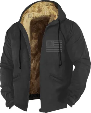 Ymosrh Men's Casual Jacket Zip Up Fleece Sherpa Lined Winter Thermal Sweatshirts Jackets Wind Resistant Casual Coats