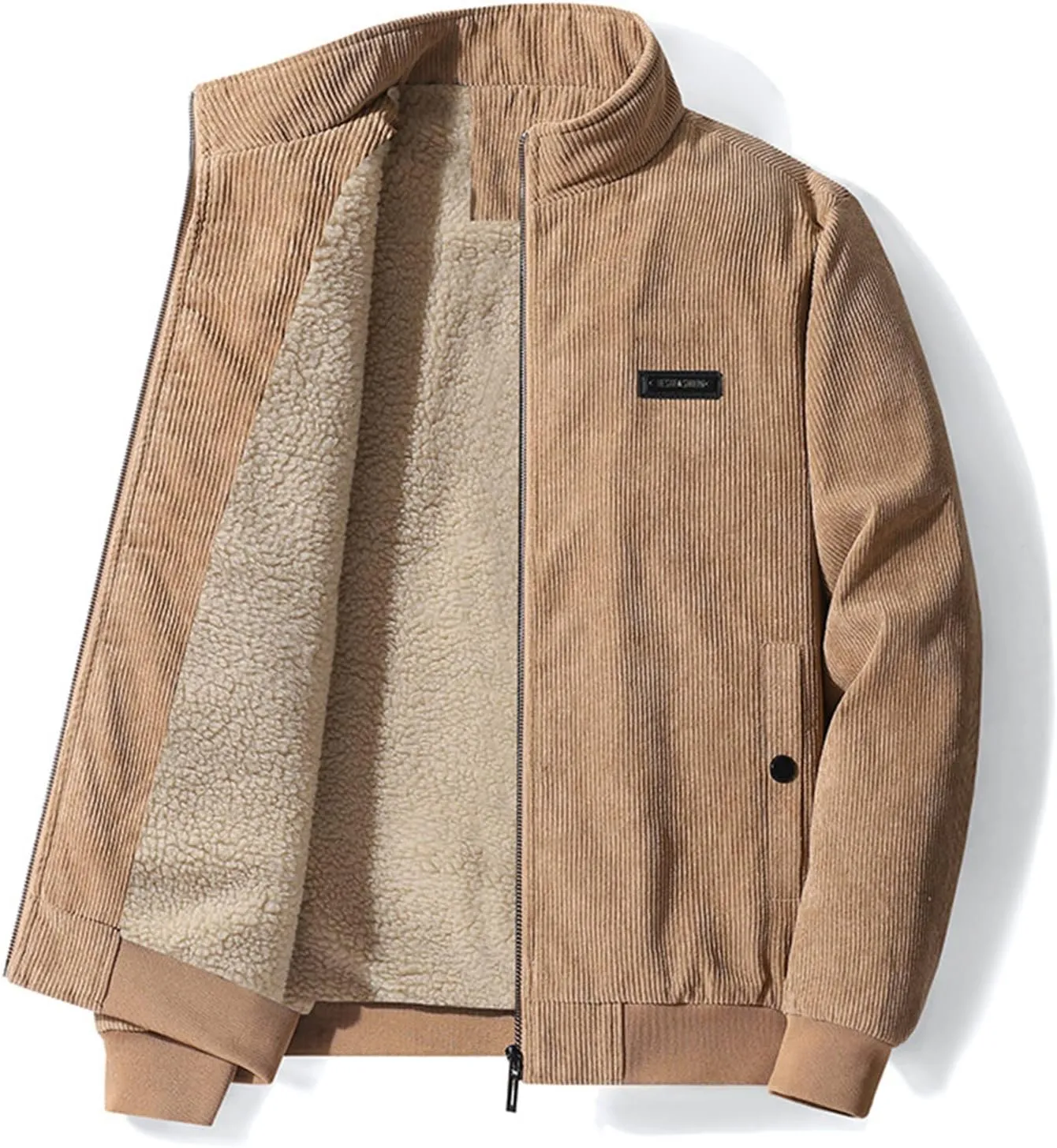 Ymosrh Men's Fashion Jacket Trendy Fleece Sherpa Lined Corduroy Jackets Lapel Thickened Winter Casual Coats Jacket, XL-5XL
