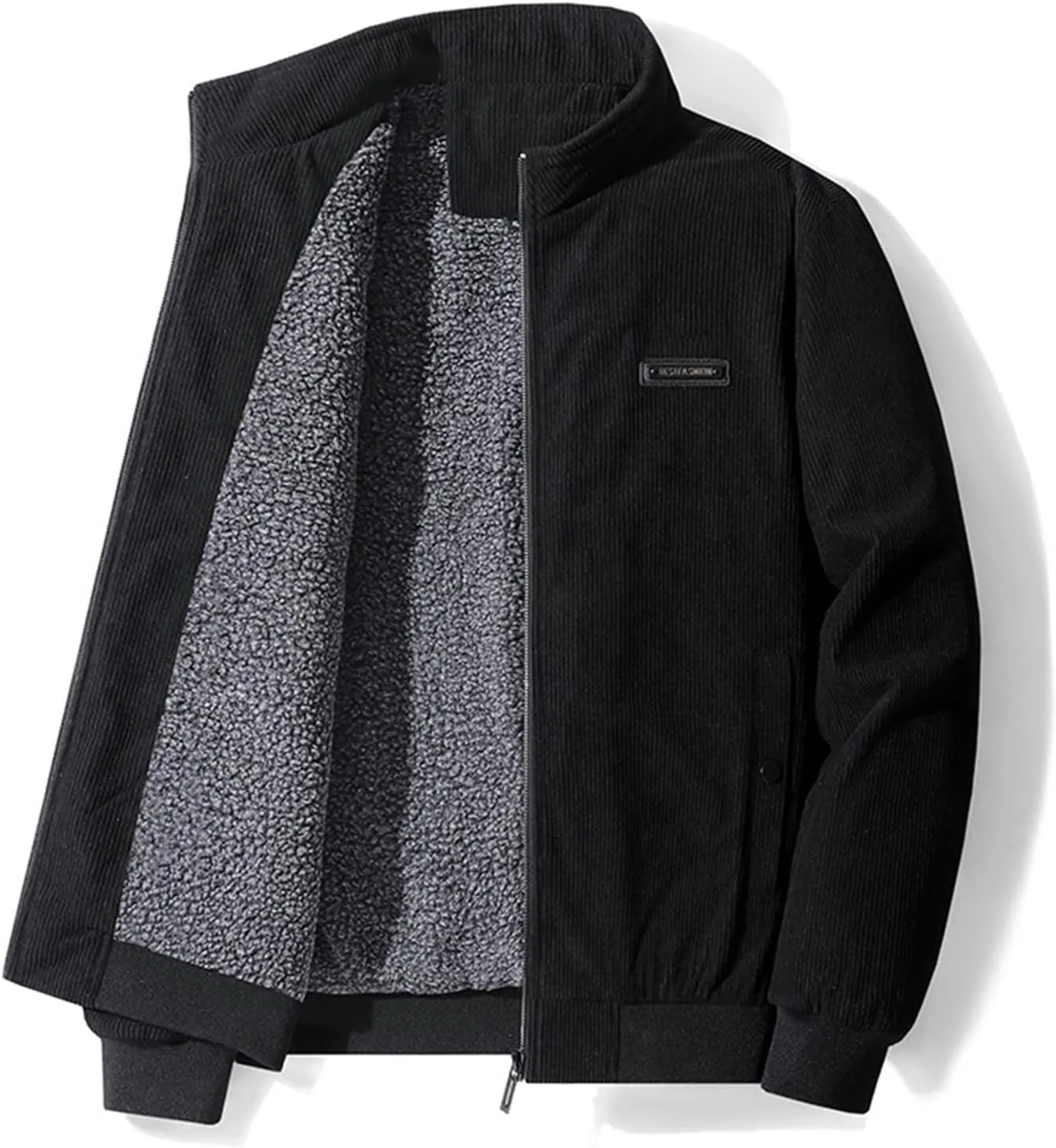 Ymosrh Men's Fashion Jacket Trendy Fleece Sherpa Lined Corduroy Jackets Lapel Thickened Winter Casual Coats Jacket, XL-5XL