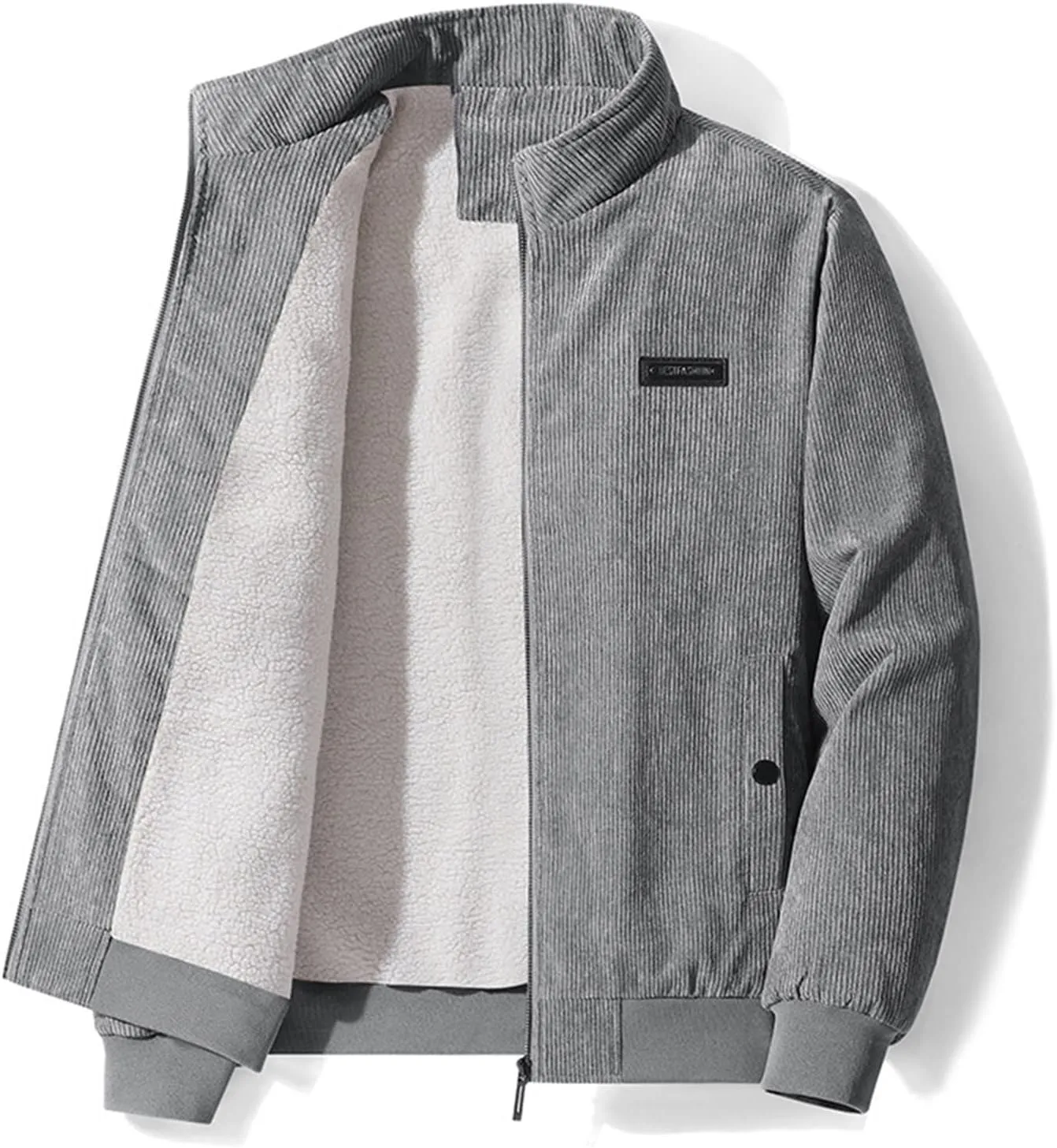Ymosrh Men's Fashion Jacket Trendy Fleece Sherpa Lined Corduroy Jackets Lapel Thickened Winter Casual Coats Jacket, XL-5XL