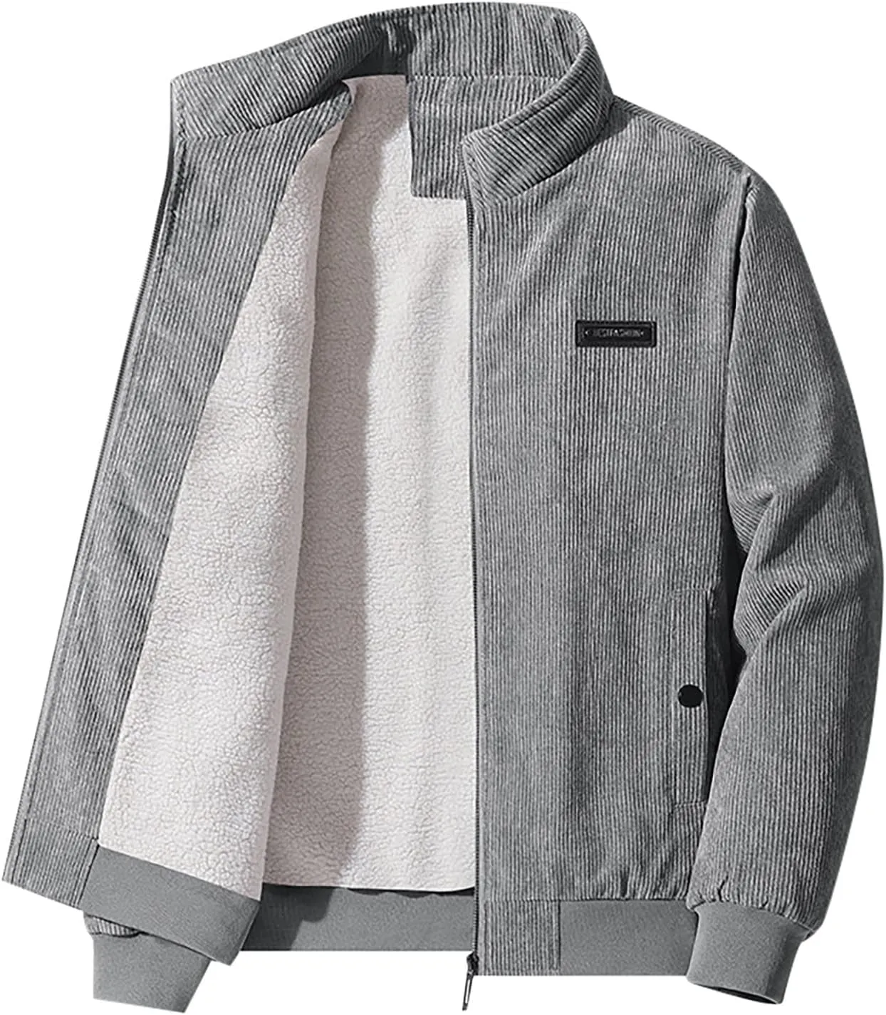 Ymosrh Men's Fashion Jacket Trendy Fleece Sherpa Lined Corduroy Jackets Lapel Thickened Winter Casual Coats Jacket, XL-5XL
