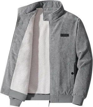 Ymosrh Men's Fashion Jacket Trendy Fleece Sherpa Lined Corduroy Jackets Lapel Thickened Winter Casual Coats Jacket, XL-5XL