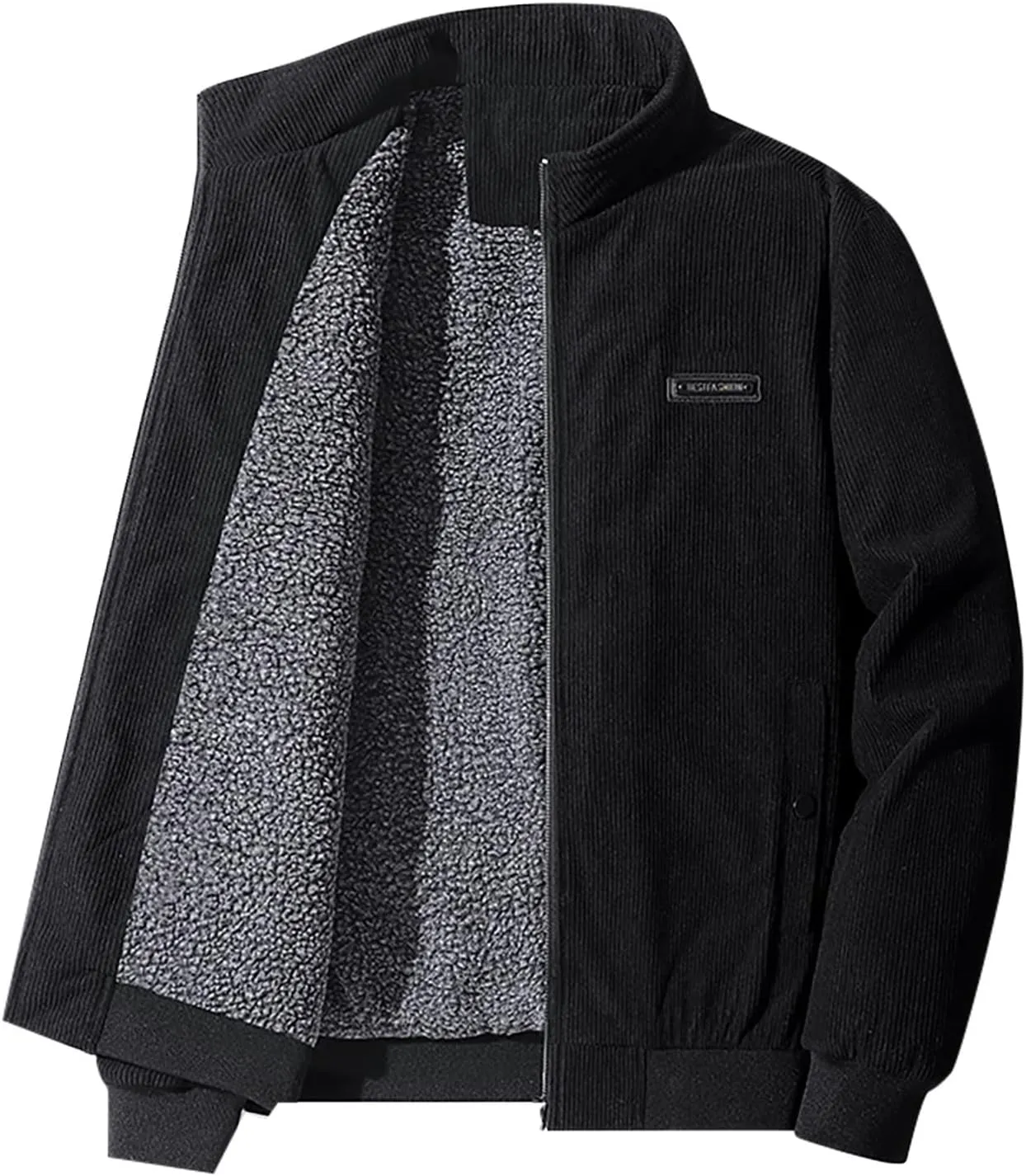 Ymosrh Men's Fashion Jacket Trendy Fleece Sherpa Lined Corduroy Jackets Lapel Thickened Winter Casual Coats Jacket, XL-5XL