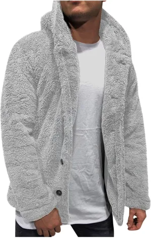 Ymosrh Men's Fleece Jacket Winter Thick Sherpa Hoodie Jacket Coat Outwear Men, M-3XL