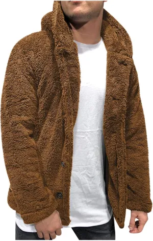 Ymosrh Men's Fleece Jacket Winter Thick Sherpa Hoodie Jacket Coat Outwear Men, M-3XL