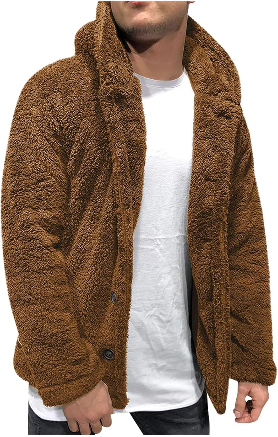 Ymosrh Men's Fleece Jacket Winter Thick Sherpa Hoodie Jacket Coat Outwear Men, M-3XL