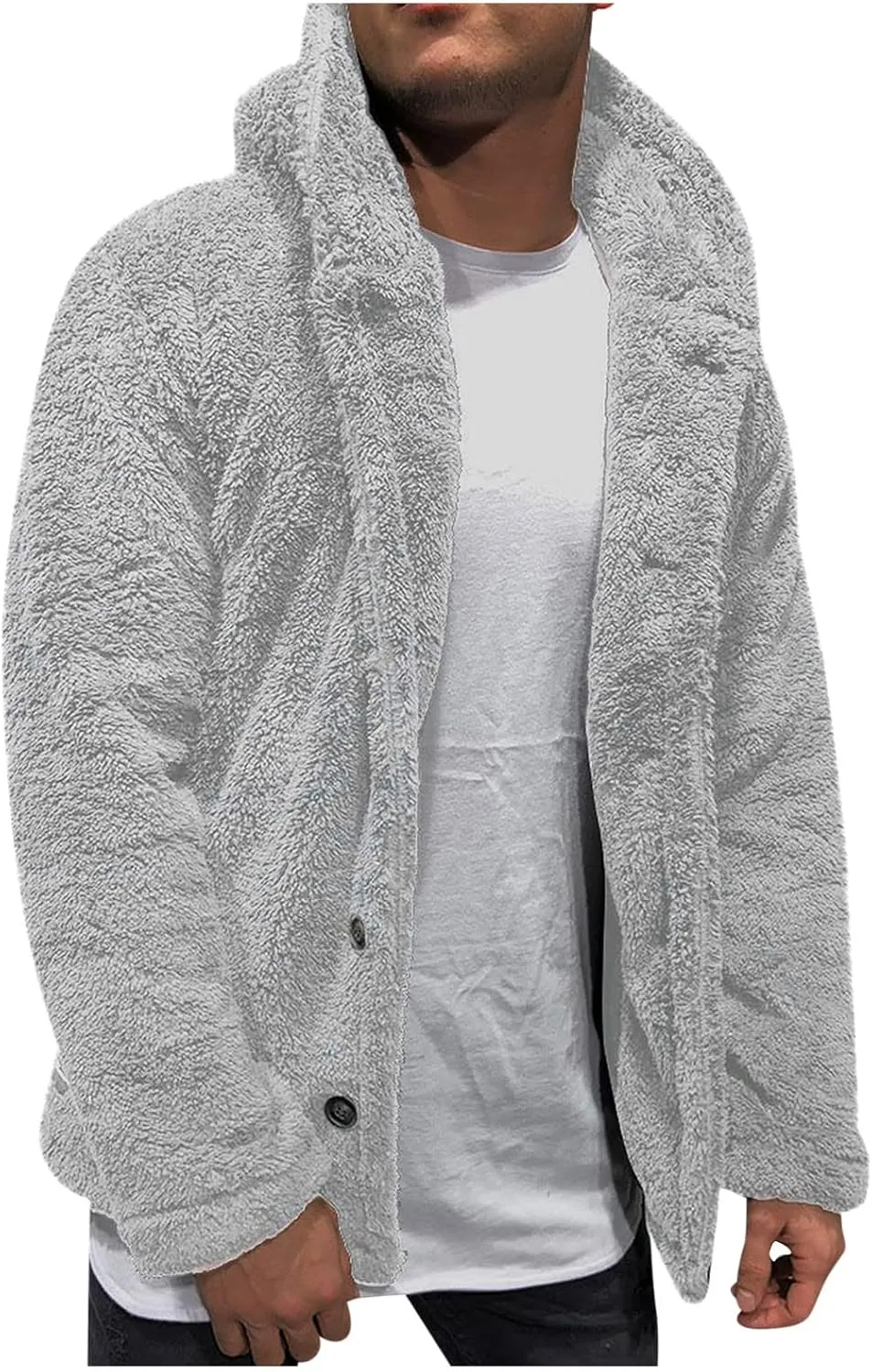 Ymosrh Men's Fleece Jacket Winter Thick Sherpa Hoodie Jacket Coat Outwear Men, M-3XL