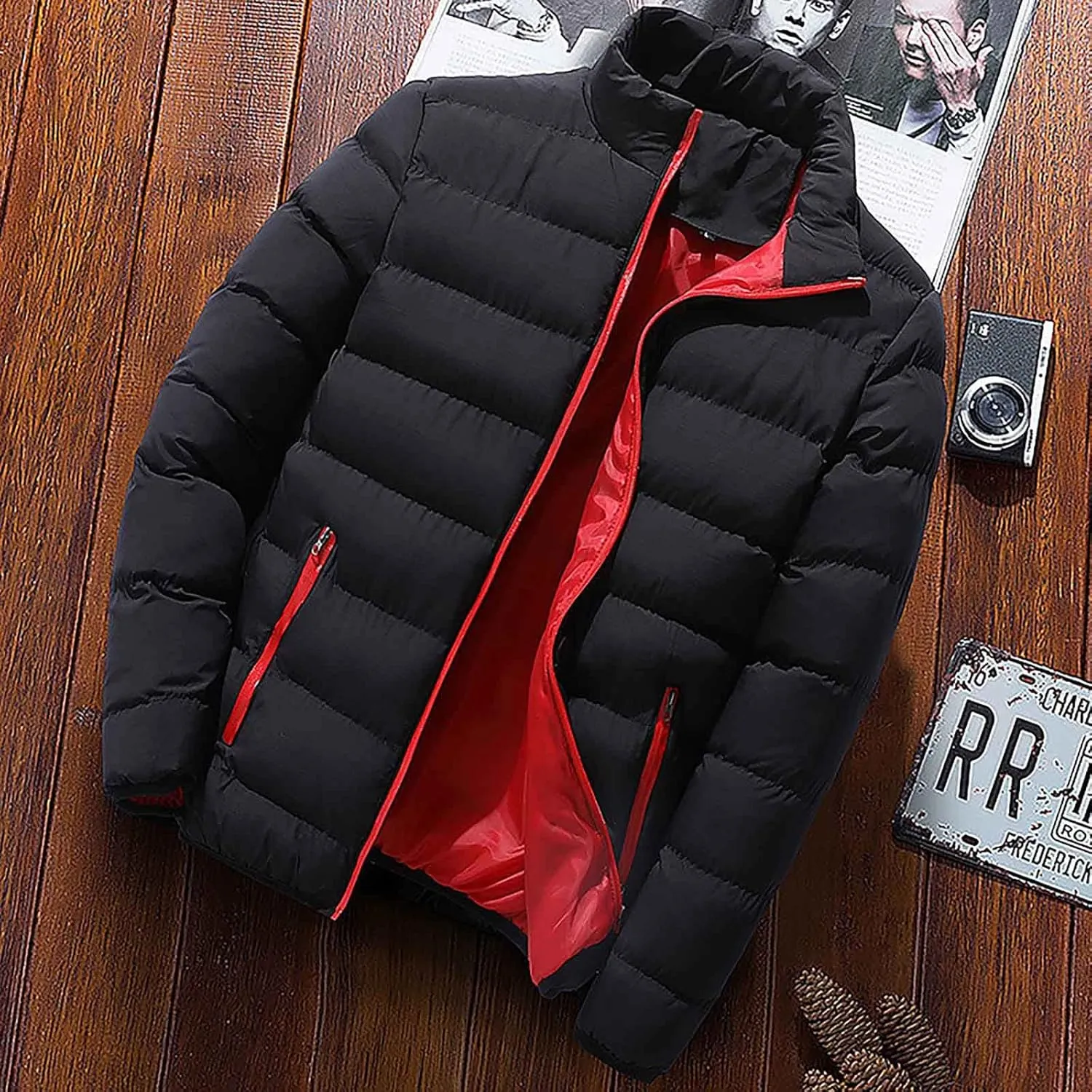 Ymosrh Men's Jacket Packable Puffer Lightweight Windproof Winter Coat Outwear Light Jackets for Men, L-5XL