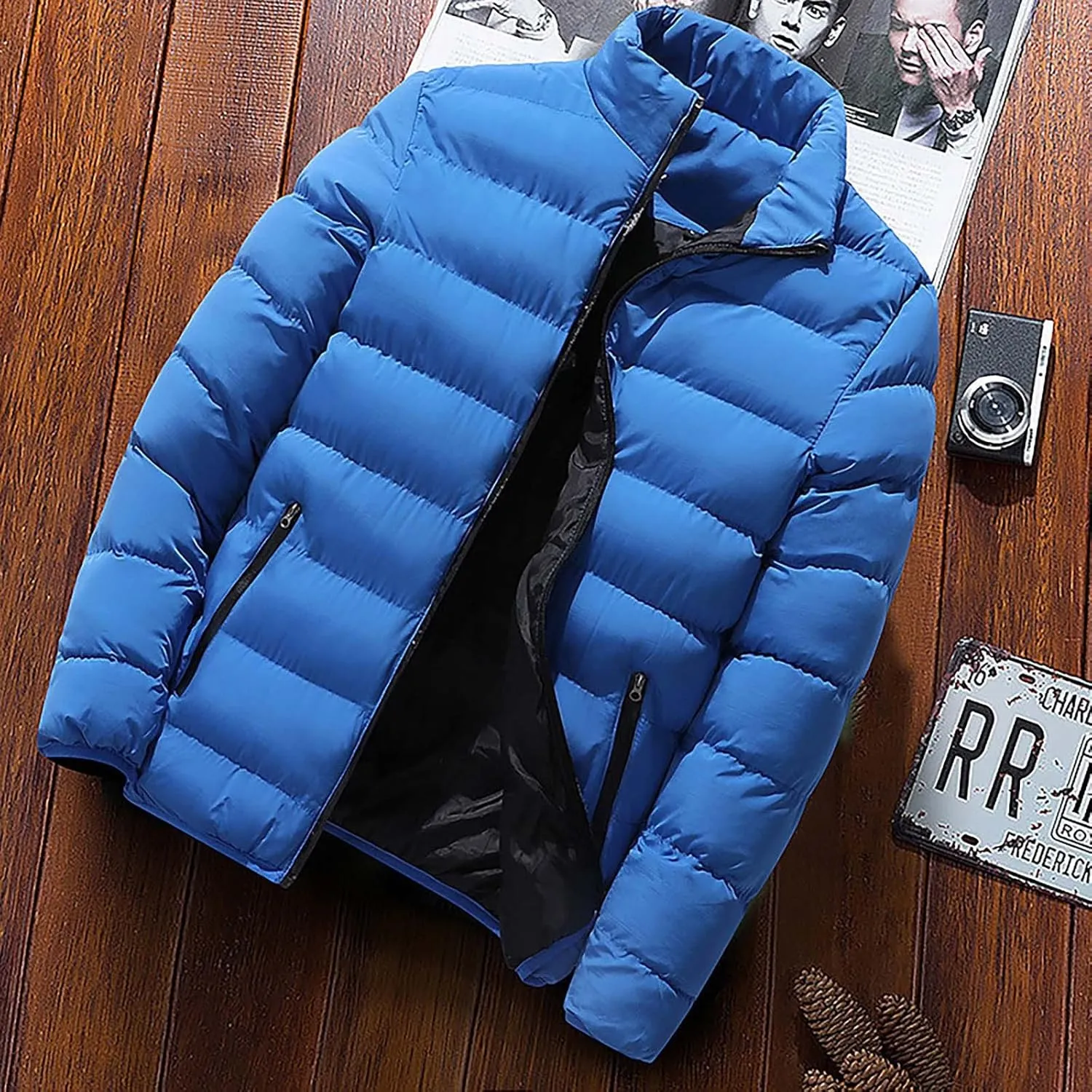 Ymosrh Men's Jacket Packable Puffer Lightweight Windproof Winter Coat Outwear Light Jackets for Men, L-5XL