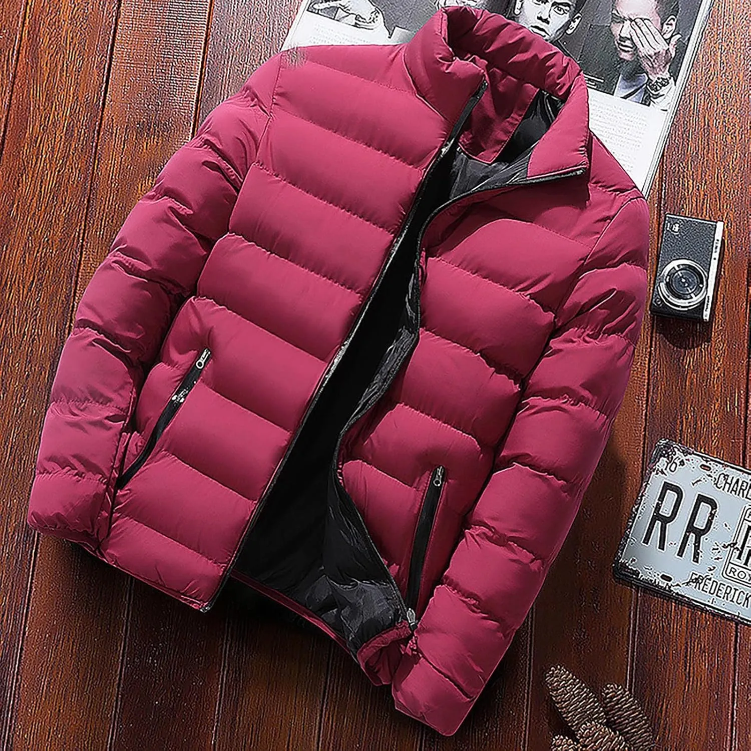 Ymosrh Men's Jacket Packable Puffer Lightweight Windproof Winter Coat Outwear Light Jackets for Men, L-5XL