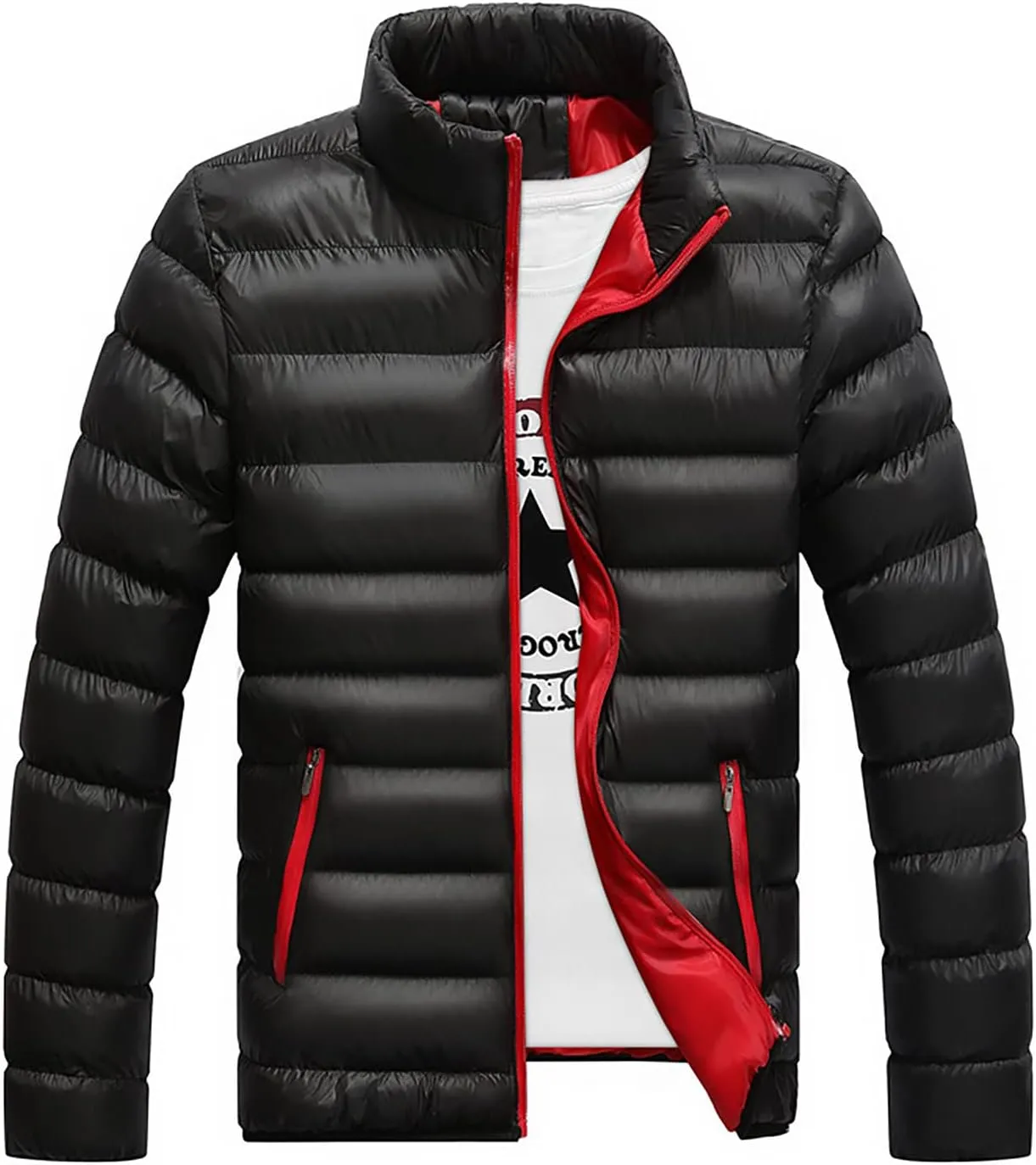Ymosrh Men's Jacket Packable Puffer Lightweight Windproof Winter Coat Outwear Light Jackets for Men, L-5XL