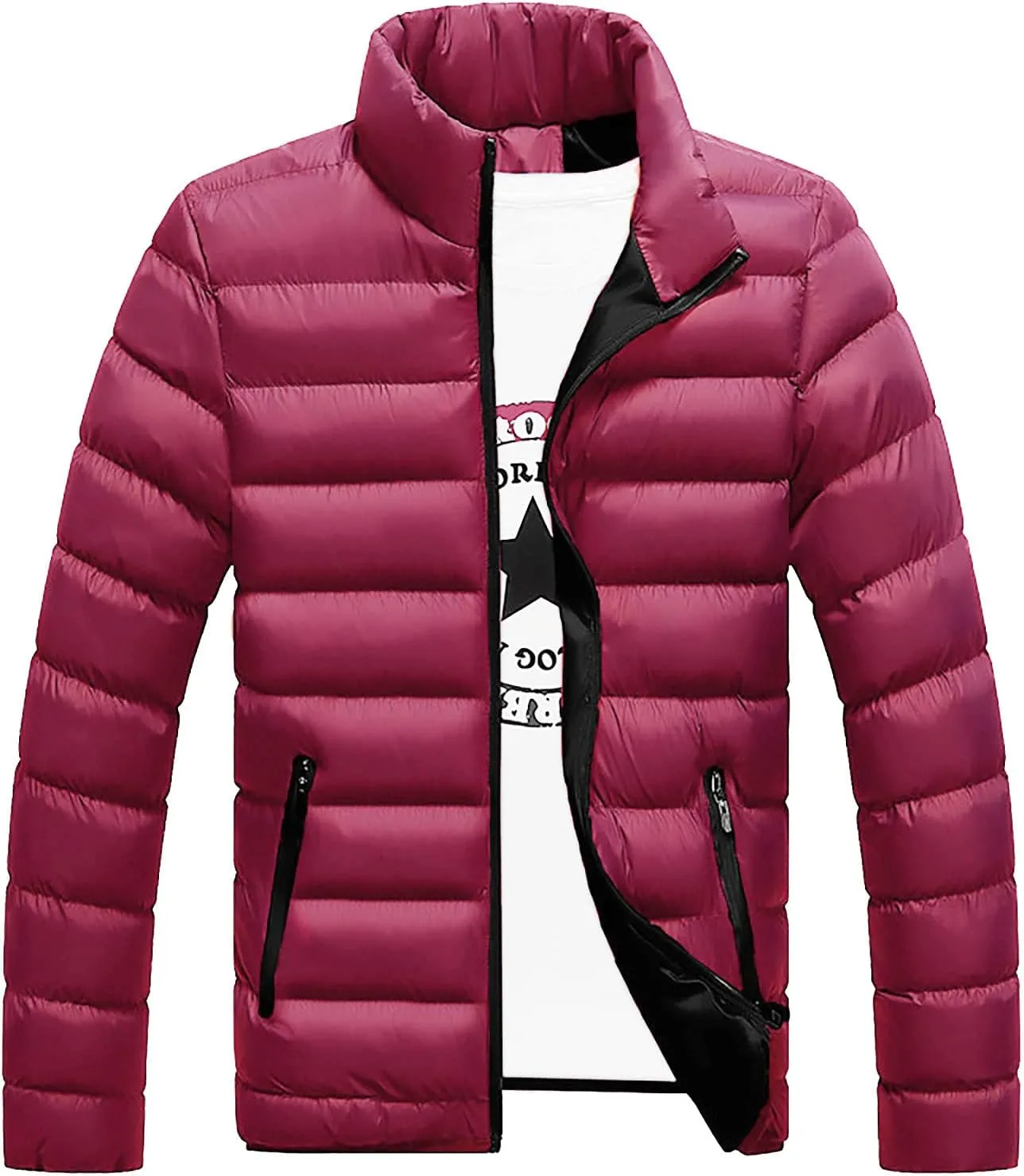 Ymosrh Men's Jacket Packable Puffer Lightweight Windproof Winter Coat Outwear Light Jackets for Men, L-5XL