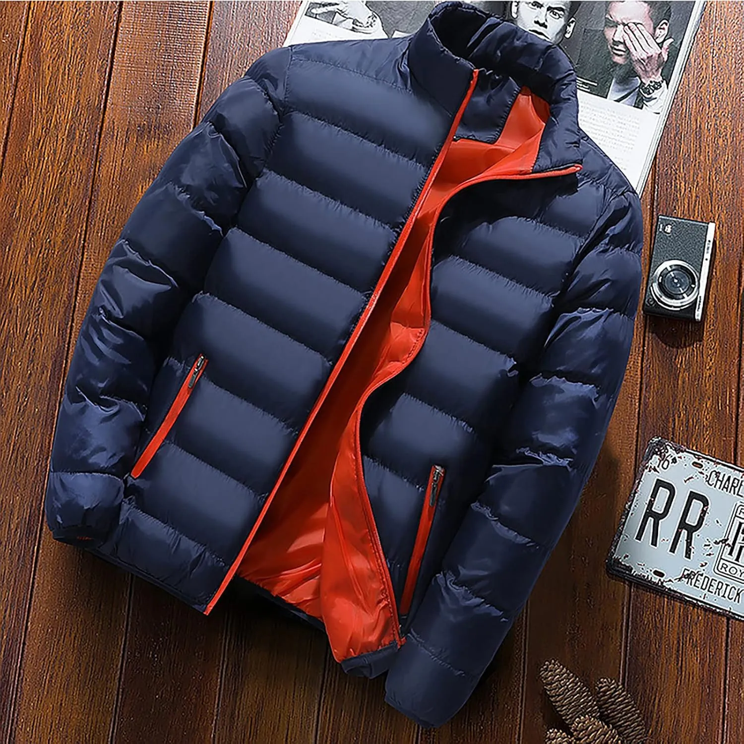 Ymosrh Men's Jacket Packable Puffer Lightweight Windproof Winter Coat Outwear Light Jackets for Men, L-5XL