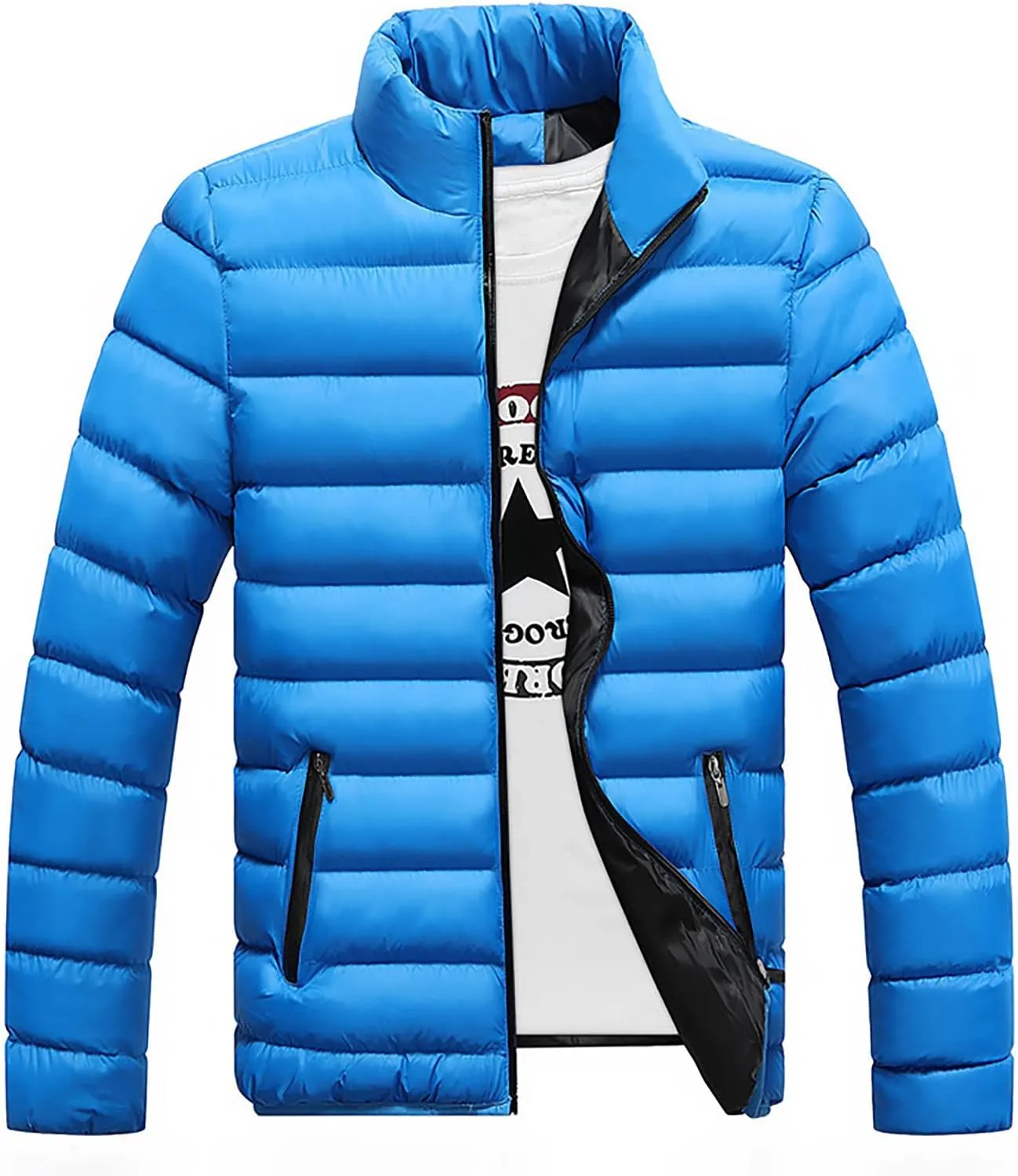 Ymosrh Men's Jacket Packable Puffer Lightweight Windproof Winter Coat Outwear Light Jackets for Men, L-5XL