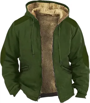 Ymosrh Men's Jackets Casual Stylish Winter Thick Sherpa Lined Zip Fleece Hoodie Jacket Coat Outwear For Men, M-7XL