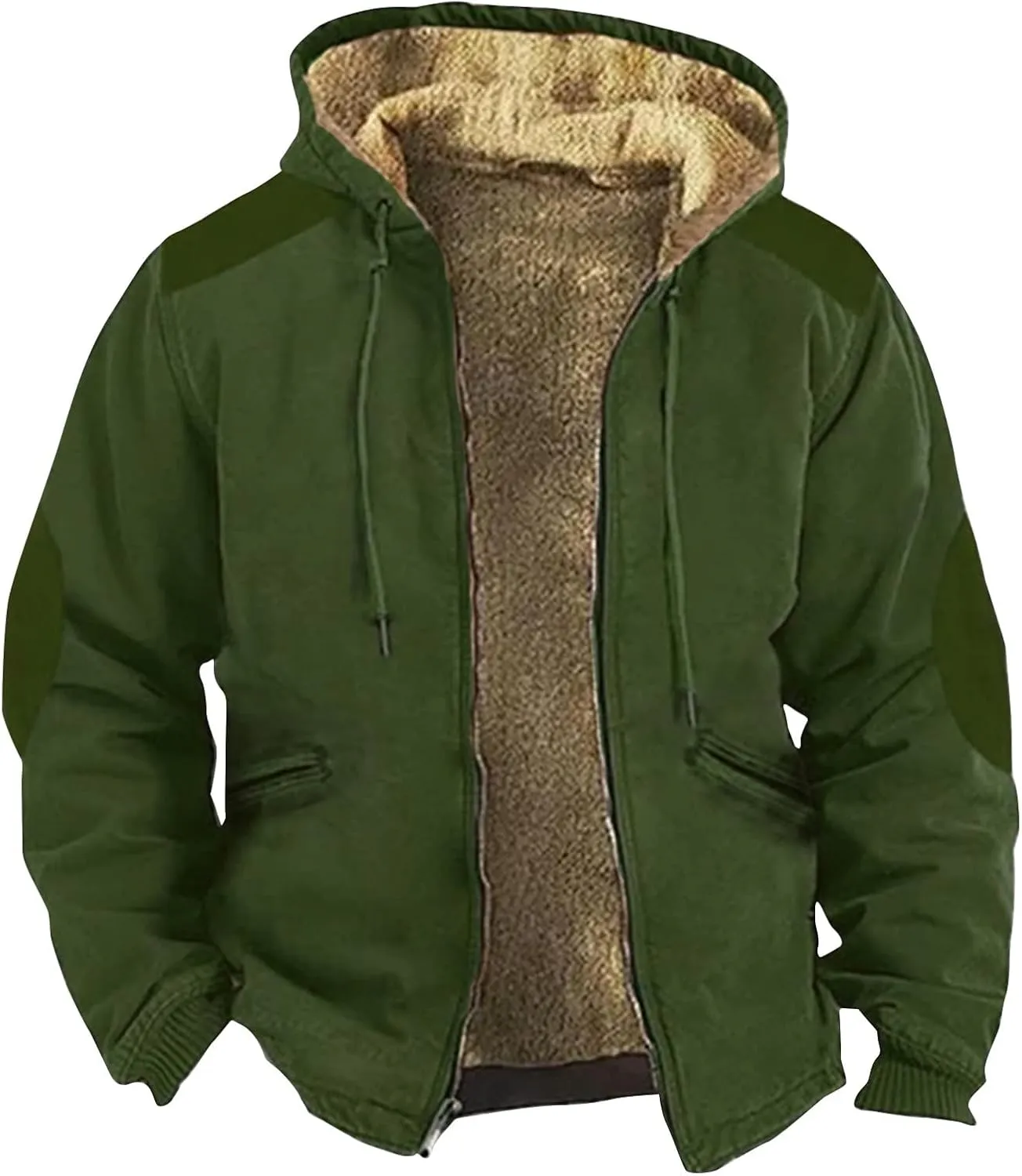 Ymosrh Men's Jackets Casual Stylish Winter Thick Sherpa Lined Zip Fleece Hoodie Jacket Coat Outwear For Men, M-7XL