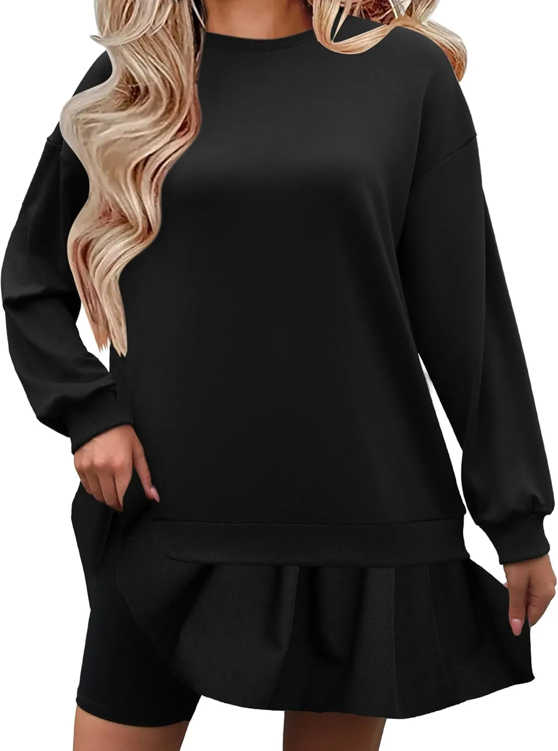 Zeagoo Womens Sweatshirts Plaid Patchwork Crewneck Preppy Long Sleeve Hoodie 2024 Trendy Teen Girls Flowy Pullover Top
