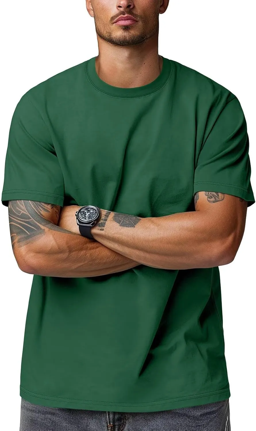 Zengjo Mens Crewneck T Shirts Relaxed Plain Soft Triblend Basic Tees