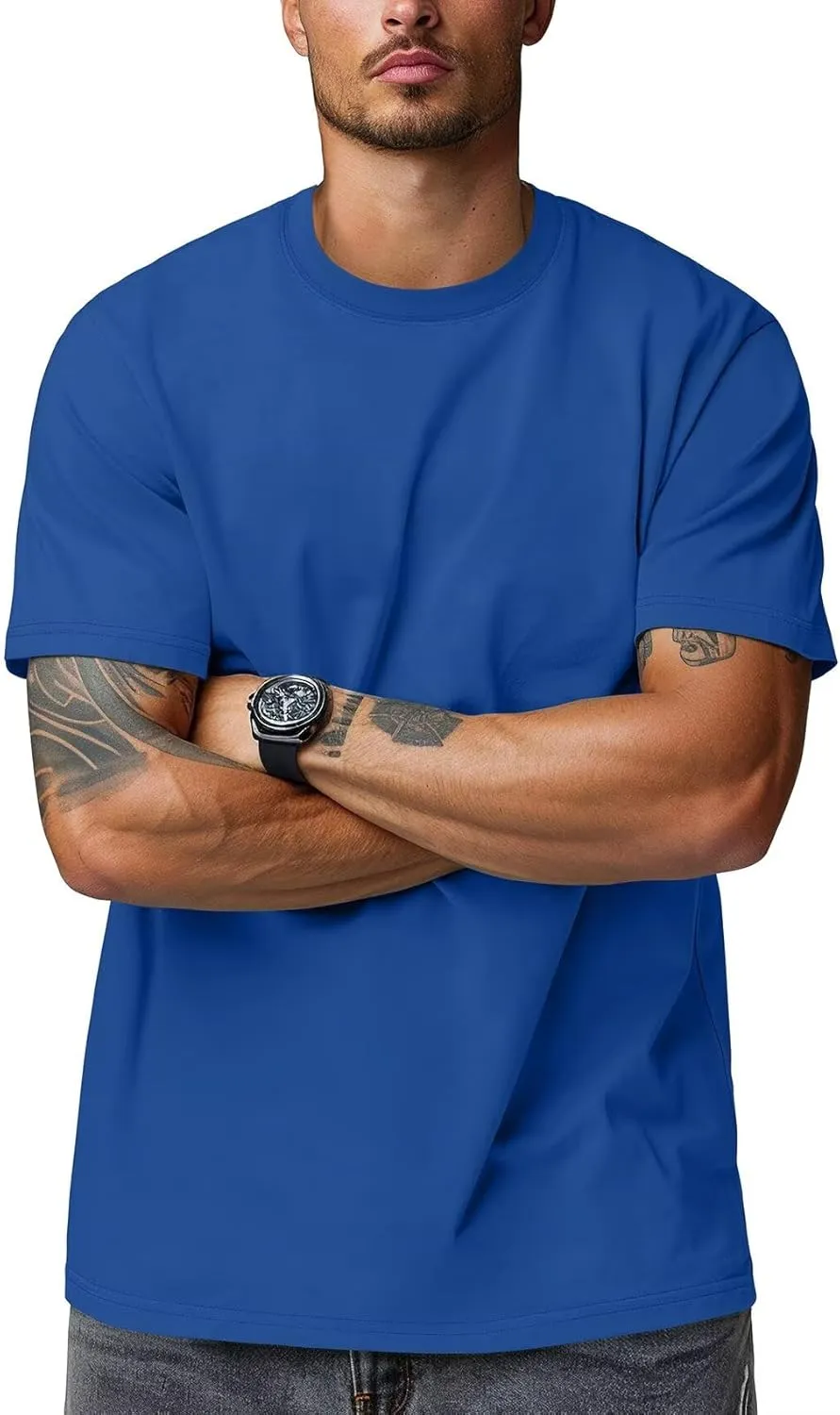 Zengjo Mens Crewneck T Shirts Relaxed Plain Soft Triblend Basic Tees