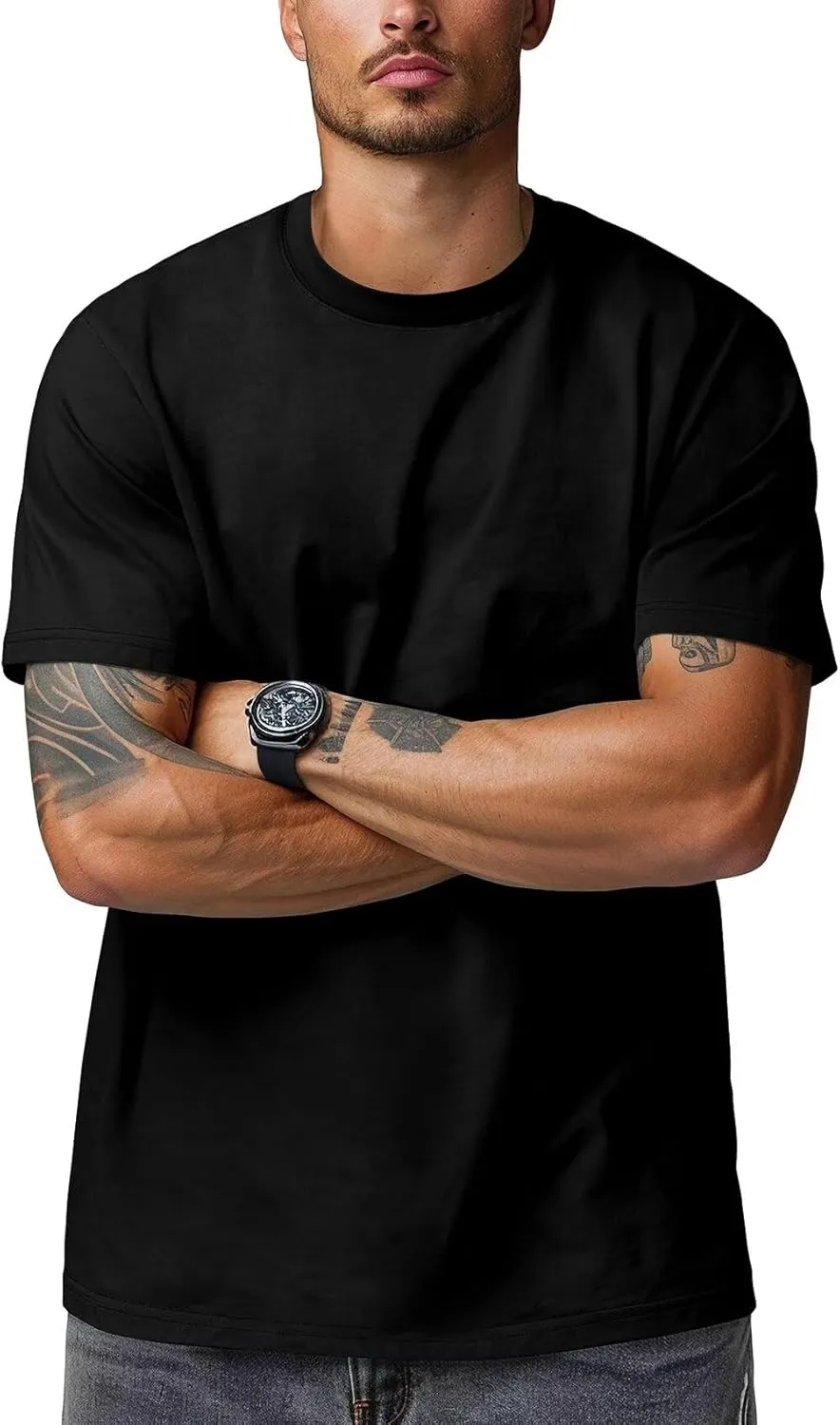 Zengjo Mens Crewneck T Shirts Relaxed Plain Soft Triblend Basic Tees