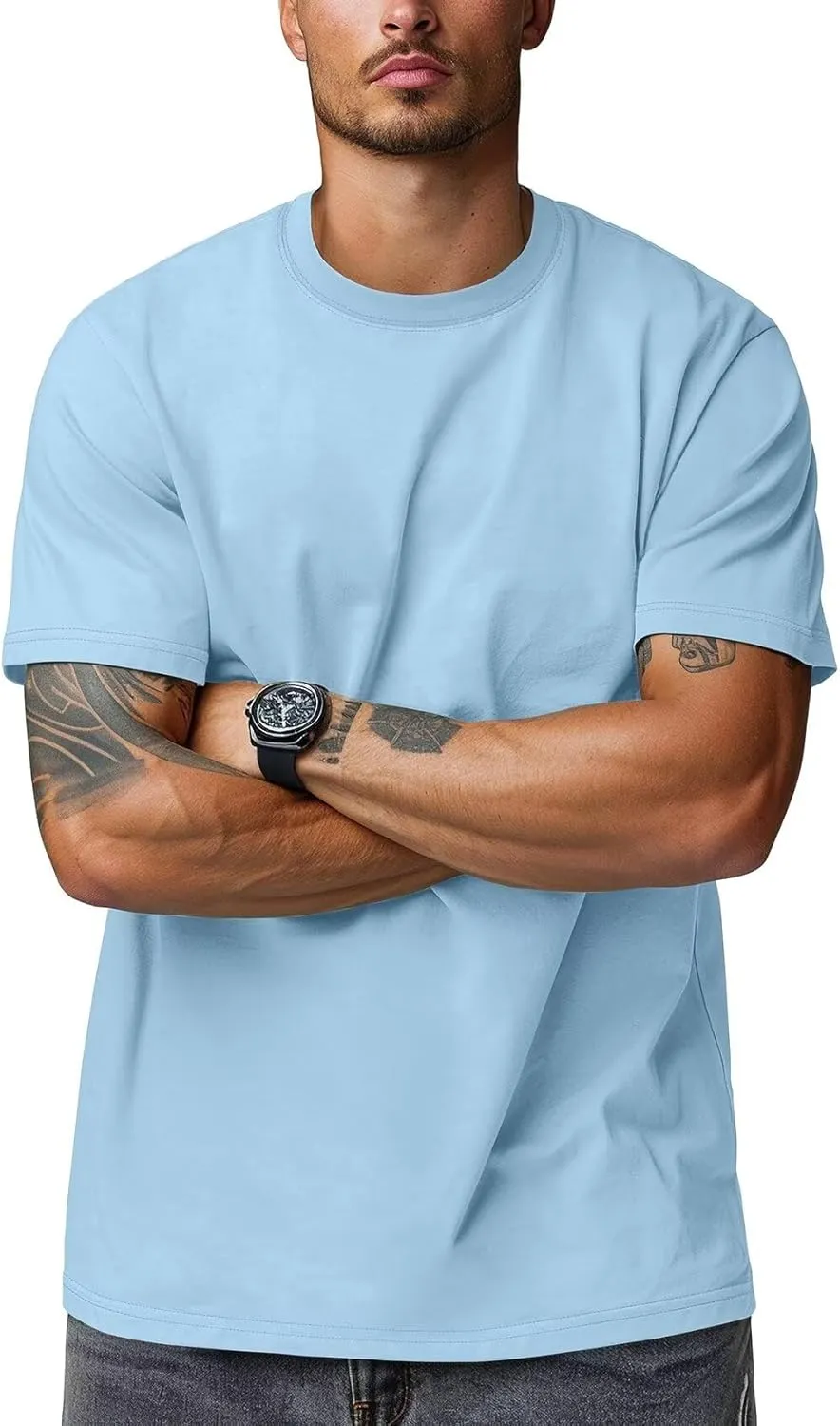 Zengjo Mens Crewneck T Shirts Relaxed Plain Soft Triblend Basic Tees